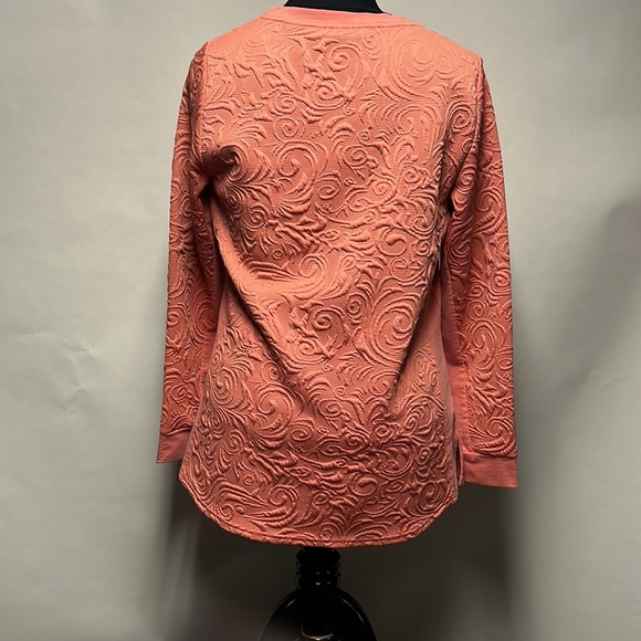 IsaacMizrahiLive! Quilted Pullover Sweater Burnt Peach Medium NWOT - Picture 2 of 8